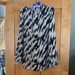 CAbi Black and White Patterned Blouse